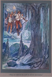 Så gick vi in i berget i högtidlig procession (färglitografi) av Thomas Heath Robinson