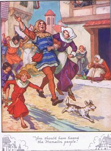 "Du skulle ha hört Hamelin-folket" (färglitografi)