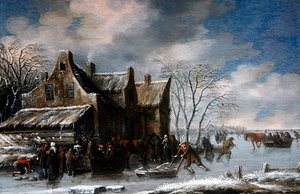 Vinterlandskap (olja på panel)