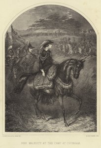 Hennes Majestät Drottning Victoria vid lägret i Chobham av Thomas Henry Nicholson