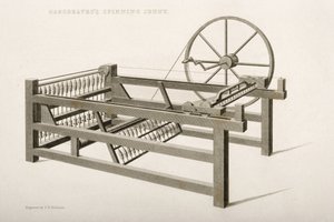 The Spinning Jenny, uppfann av James Hargreaves 1764, 1835 av Thomas Henry Nicholson