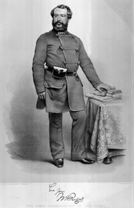 Porträtt av W.H. Russell (1820-1907) The Times Correspondent in the Crimea, med en faksimil av sin autograf, publicerad 1855