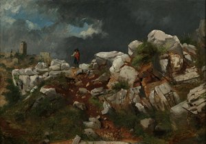 Italienskt landskap (olja på papper, monterad på kompositionstavla)