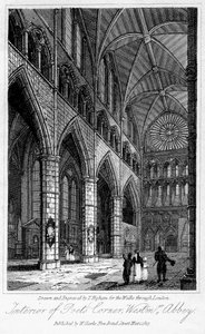 Interiör av Poets Corner, Westminster Abbey, London, 1817.