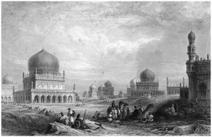 Tombs of the Kings of Golconda, Andhra Pradesh, Indien, 1844.