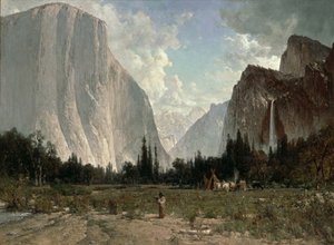 Bridal Veil Falls, Yosemite, ca 1870-84 (olja på duk)