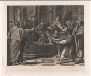 Elymas slogs med blindhet av Paulus Trollkarlen Elymas slog med blindhet (titel på föremålet) Tryck efter Raphael (serietitel) The Raphael Cartoons (serietitel)