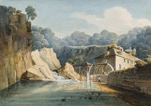 Aberdulais Mill (akvarell och blyerts på papper)