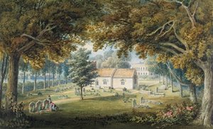Briton Ferry, kyrkogård (akvarell, blyerts och gummi arabicum på papper)