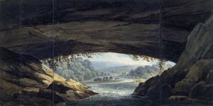 Insidan av grottan i Porth yr Ogof (akvarell på papper)