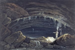 Öppnandet av grottan vid Porth yr Ogof (akvarell på papper)
