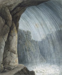 Under kaskaden (akvarell  krita på papper) av Thomas Hornor