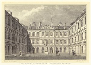 Interiör Quadrangle, Holyrood Palace (gravyr) av Thomas Hosmer (after) Shepherd