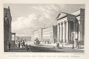 Belgrave Chapel och West Side of Belgrave Square, från puben "London and it