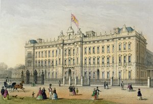 Buckingham Palace, graverad av Bachelier, pub. 1854 av Thomas Hosmer Shepherd