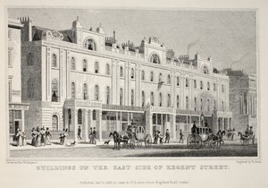 Byggnader på östra sidan av Regent Street, från puben "London and it