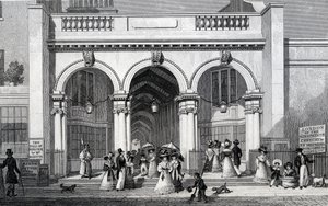 Burlington Arcade, Picadilly, graverad av William Tombleson, 1828 av Thomas Hosmer Shepherd