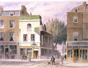 Carved Red Lion Inn, Islington Green, från huset 1660 av Thomas Hosmer Shepherd