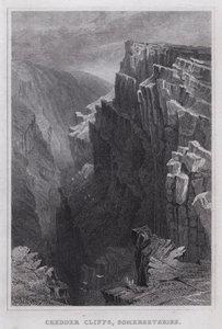 Cheddar Cliffs, Somersetshire (gravyr) av Thomas Hosmer Shepherd