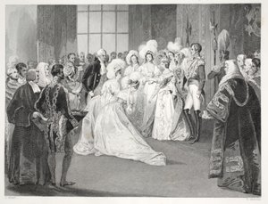 Drawing Room of Queen Victoria, från puben "London Interiors with their Costumes and Ceremonies". Joseph Mead, London, ca 1843 (stålgravyr) av Thomas Hosmer Shepherd