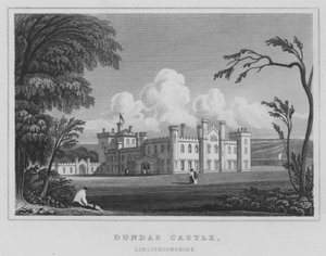 Dundas Castle, Linlithgowshire (gravyr) av Thomas Hosmer Shepherd