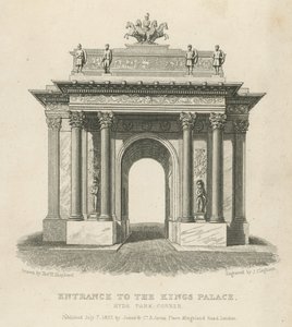 Ingång till Kings Palace, Hyde Park Corner av Thomas Hosmer Shepherd
