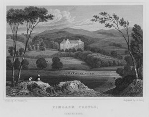 Fingask Castle, Perthshire (gravyr) av Thomas Hosmer Shepherd