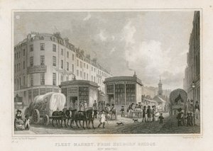 Fleet Market från Holborn Bridge (nu borttagen) av Thomas Hosmer Shepherd