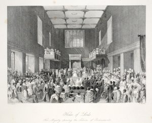 House of Lords, från "London Interiors with their Costumes and Ceremonies" pub. Joseph Mead, London, ca 1843 (stålgravyr). av Thomas Hosmer Shepherd