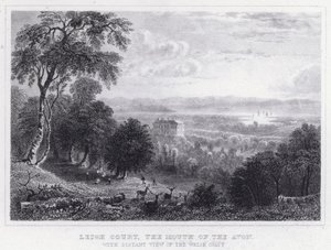 Leigh Court, the Mouth of the Avon, med avlägsen utsikt över den walesiska kusten (gravyr) av Thomas Hosmer Shepherd