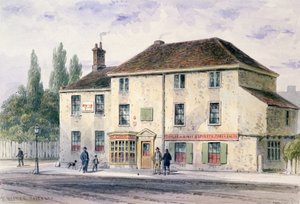 Pied Bull Public House, 1848 (wc på papper) av Thomas Hosmer Shepherd