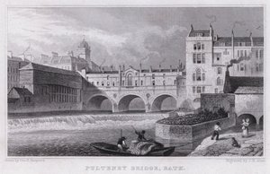 Pulteney Bridge, Bath (gravyr) av Thomas Hosmer Shepherd