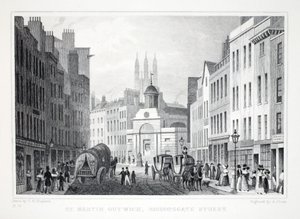 St Martin Outwich, Bishopsgate Street, från London och dess omgivningar i puben från artonhundratalet. Jones und Co., 1827-1829 av Thomas Hosmer Shepherd