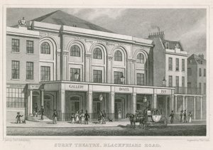 Surrey Theatre, Blackfriars Road, London (gravyr) av Thomas Hosmer Shepherd