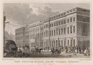The Custom House, från Thames Street av Thomas Hosmer Shepherd