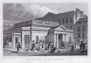 The Hot Baths och New Infirmary, Bath (gravyr) av Thomas Hosmer Shepherd