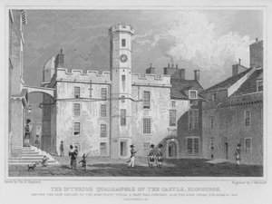 Den inre fyrkanten av slottet, Edinburgh (gravyr) av Thomas Hosmer Shepherd