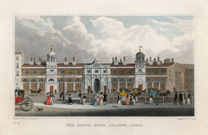 The Kings Mews, Charing Cross. Tillfälligt hem för Edward Cross Menagerie. av Thomas Hosmer Shepherd