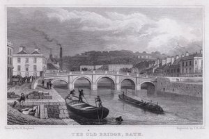 Den gamla bron, Bath (gravyr) av Thomas Hosmer Shepherd