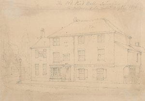 The Old Pied Bull Inn, Islington (bläck på papper) av Thomas Hosmer Shepherd