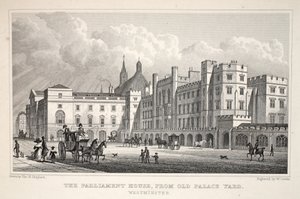 Parlamentshuset från Old Palace Yard, Westminster, från puben "London and it