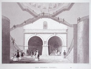 Themsen Tunnel, ca 1851-55 (lito) av Thomas Hosmer Shepherd