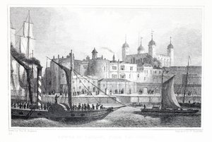 The Tower of London, från Themsen, från puben "London and it
