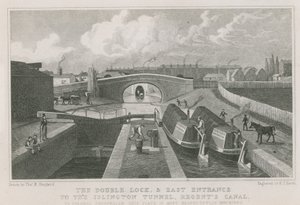 Dubbelslussen och östra ingången till Islington-tunneln av Thomas Hosmer Shepherd