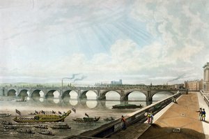 Utsikt över Waterloo Bridge från East End av Somerset House Terrace av Thomas Hosmer Shepherd