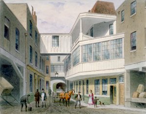 Utsikt över Cross Keys Tavern, Wood Street, City of London, c1850. av Thomas Hosmer Shepherd