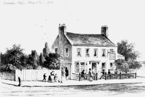 Utsikt över Yorkshire Stingo Public House i Paddington, 1860-1859 (ritning) av Thomas Hosmer Shepherd