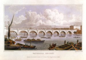 Waterloo Bridge, London, över Themsen, 1817 av Thomas Hosmer Shepherd