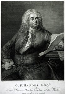 George Frederick Handel (1685-1759), graverad av William Bromley (1769-1842), för doktor Arnolds utgåva av hans (Handels) verk, pub. 1789 av Thomas Hudson