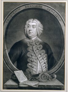 Porträtt av Francesco Bernardi Senesino, en siennisk castrato, graverat av Alexander van Haecken (1701-58), 1735 av Thomas Hudson